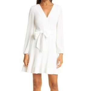 Milly Pleated Long Sleeve Dress *NWT* in White Size 8
